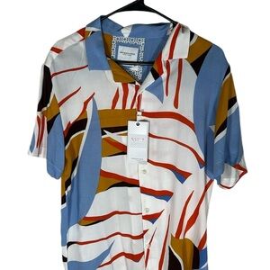 Denim & Flower Viscose Button Up Multicolor Shirt Mens Size M